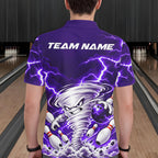 Purple Lightning Thunder Funny Tornado Bowling Shirt Custom Bowling Jersey Polo & 1/4 Zip