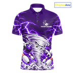 Purple Lightning Thunder Funny Tornado Bowling Shirt Custom Bowling Jersey Polo & 1/4 Zip