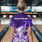 Purple Lightning Thunder Funny Tornado Bowling Shirt Custom Bowling Jersey Polo & 1/4 Zip