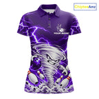 Purple Lightning Thunder Funny Tornado Bowling Shirt Custom Bowling Jersey Polo & 1/4 Zip