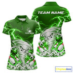 Green Lightning Thunder Funny Tornado Bowling Shirt Custom Bowling Jersey Polo & 1/4 Zip