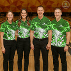 Green Lightning Thunder Funny Tornado Bowling Shirt Custom Bowling Jersey Polo & 1/4 Zip