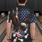 Personalized American Flag Eagle Bowling Team Jersey Custom Patriotic Bowling Shirts