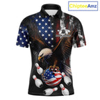 Personalized American Flag Eagle Bowling Team Jersey Custom Patriotic Bowling Shirts