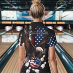 Personalized American Flag Eagle Bowling Team Jersey Custom Patriotic Bowling Shirts