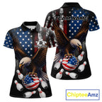 Personalized American Flag Eagle Bowling Team Jersey Custom Patriotic Bowling Shirts