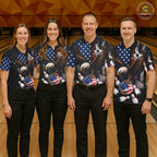 Personalized American Flag Eagle Bowling Team Jersey Custom Patriotic Bowling Shirts