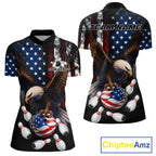 Personalized American Flag Eagle Bowling Team Jersey Custom Patriotic Bowling Shirts