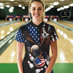Personalized American Flag Eagle Bowling Team Jersey Custom Patriotic Bowling Shirts