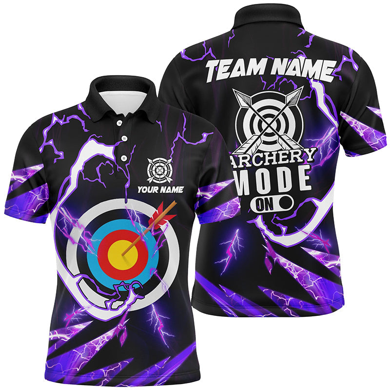 Personalized Purple Thunder Archery Mode On Polo Shirts, Custom Archery Jerseys Team Shirts
