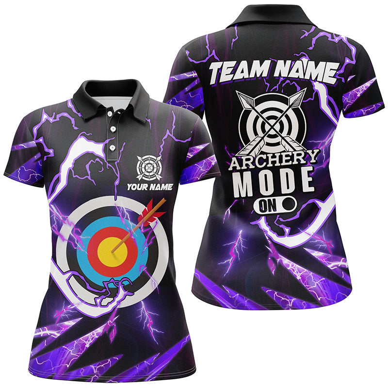 Personalized Purple Thunder Archery Mode On Polo Shirts, Custom Archery Jerseys Team Shirts