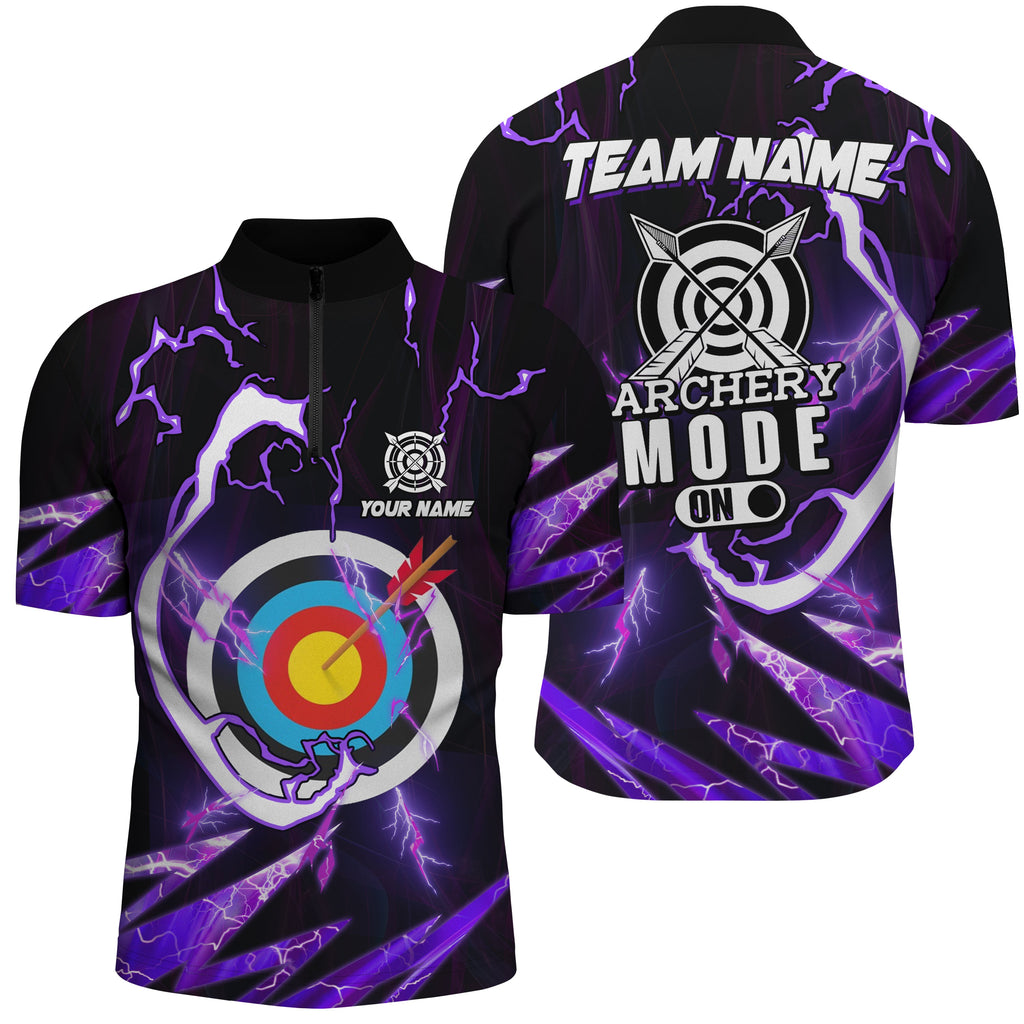 Custom Purple Thunder Archery Mode On Quarter-Zip Shirts, Archery Jerseys Team Shirts