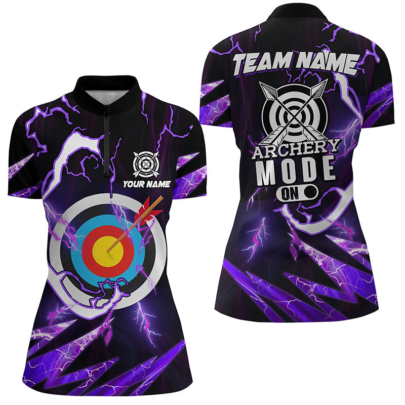 Custom Purple Thunder Archery Mode On Quarter-Zip Shirts, Archery Jerseys Team Shirts