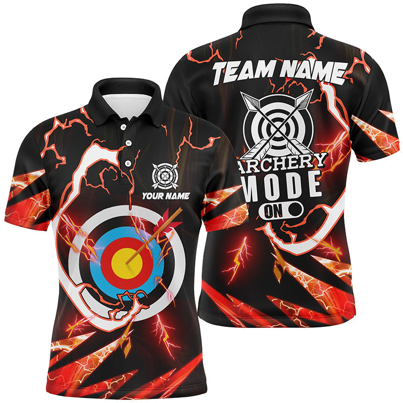 Personalized Red Thunder Archery Mode On Polo Shirts, Custom Archery Jerseys Team Shirts