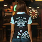 Holographic Blue Darts Tie Dye Polo & Quarter Zip Custom Dart Shirts Glowing Dart Jerseys