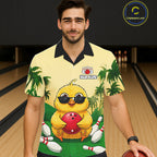 Custom Cute Chicken Summer Bowling Hawaiian Shirts, Funny Bowling Team Jersey