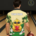 Custom Cute Chicken Summer Bowling Hawaiian Shirts, Funny Bowling Team Jersey