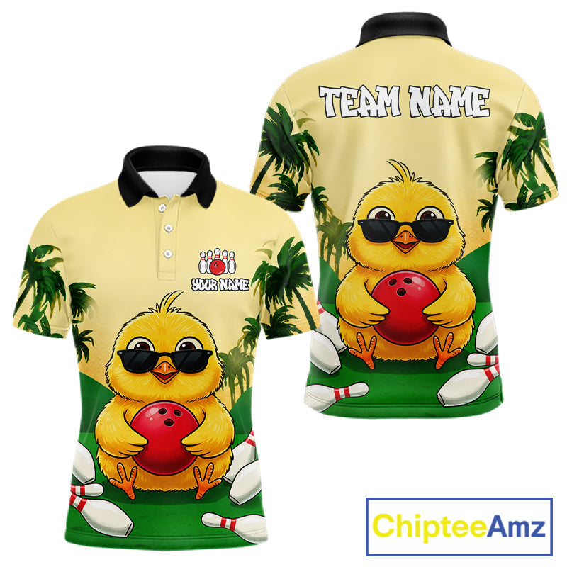 Custom Cute Chicken Summer Bowling Shirts, Funny Bowling Team Jersey Polo & 1/4 Zip