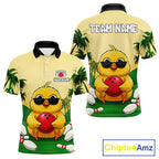 Custom Cute Chicken Summer Bowling Shirts, Funny Bowling Team Jersey Polo & 1/4 Zip
