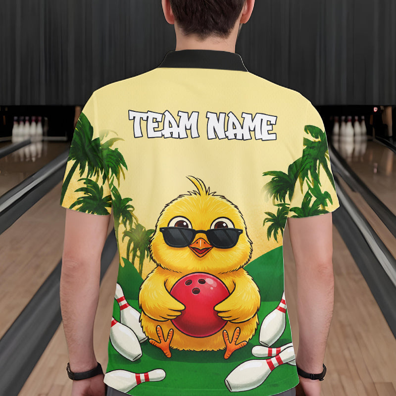 Custom Cute Chicken Summer Bowling Shirts, Funny Bowling Team Jersey Polo & 1/4 Zip