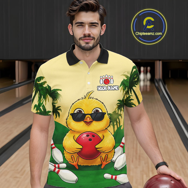 Custom Cute Chicken Summer Bowling Shirts, Funny Bowling Team Jersey Polo & 1/4 Zip