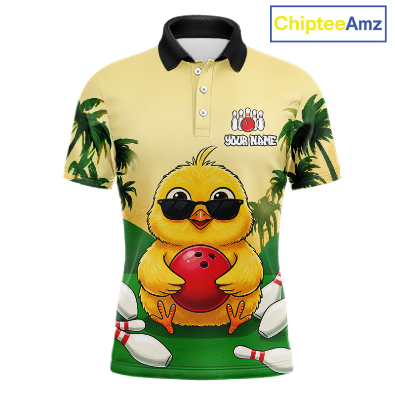Custom Cute Chicken Summer Bowling Shirts, Funny Bowling Team Jersey Polo & 1/4 Zip