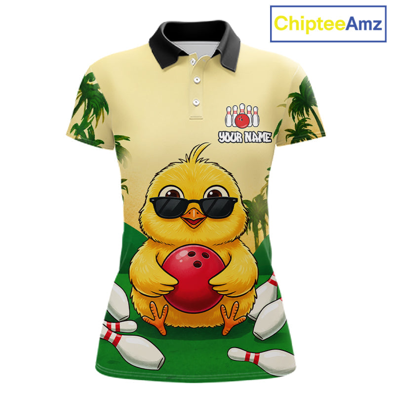 Custom Cute Chicken Summer Bowling Shirts, Funny Bowling Team Jersey Polo & 1/4 Zip