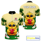 Custom Cute Chicken Summer Bowling Shirts, Funny Bowling Team Jersey Polo & 1/4 Zip