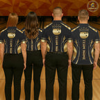 Custom Black And Gold Crown Swirl Bowling Shirts Bowling League Team Jersey Polo, 1/4 Zip