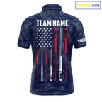 Navy Blue American Flag 8 Ball Billiard Jersey Custom Patriotic Pool Team Shirts