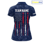 Navy Blue American Flag 8 Ball Billiard Jersey Custom Patriotic Pool Team Shirts