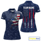 Navy Blue American Flag 8 Ball Billiard Jersey Custom Patriotic Pool Team Shirts