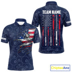 Navy Blue American Flag 8 Ball Billiard Jersey Custom Patriotic Pool Team Shirts