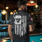 Black And White Camo US Flag 8 Ball Billiard Jersey Custom Patriotic Pool Team Shirts