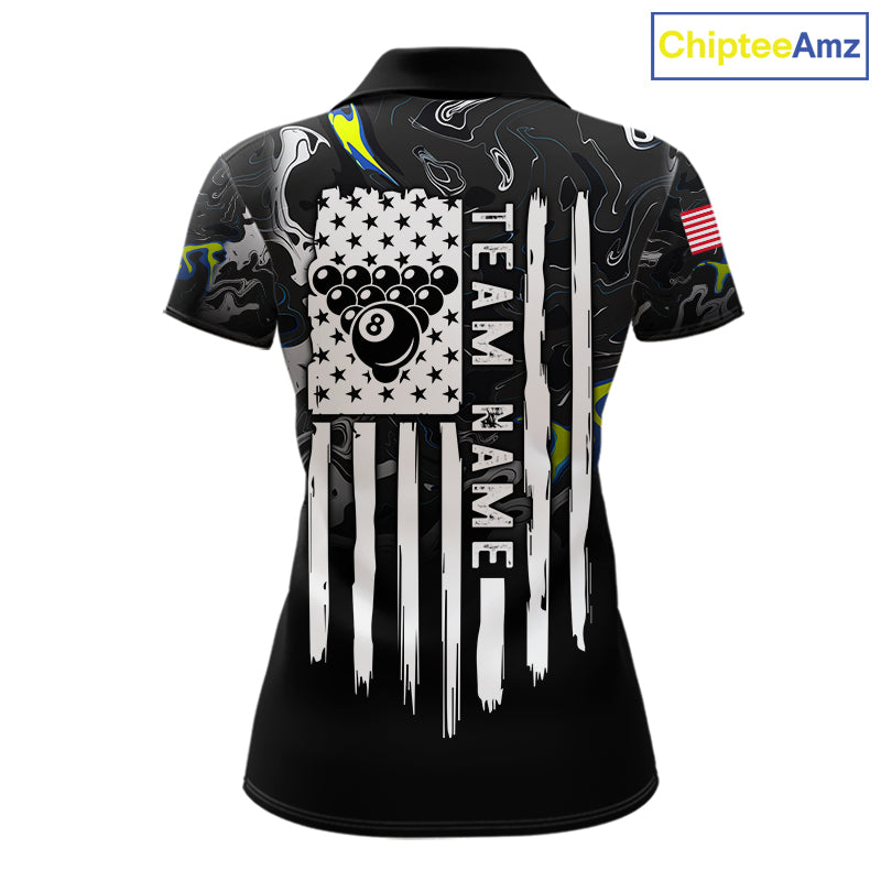 Black And White Camo US Flag 8 Ball Billiard Jersey Custom Patriotic Pool Team Shirts