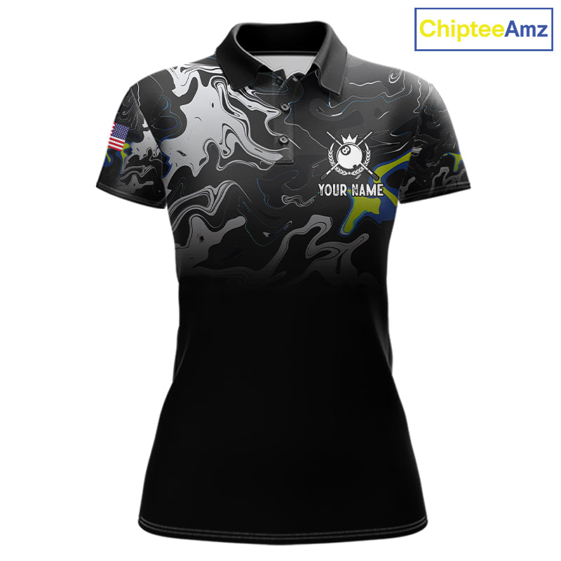 Black And White Camo US Flag 8 Ball Billiard Jersey Custom Patriotic Pool Team Shirts