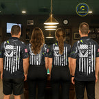 Black And White Camo US Flag 8 Ball Billiard Jersey Custom Patriotic Pool Team Shirts