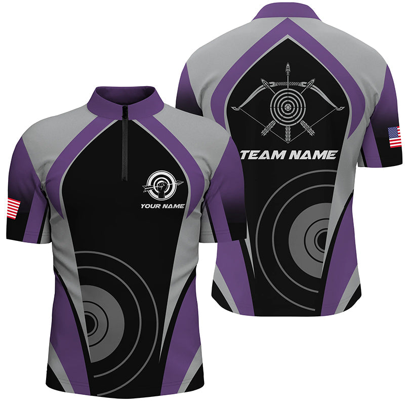 Personalized Purple Archery Jerseys Quarter-Zip Shirts Custom Archery Uniform For Team