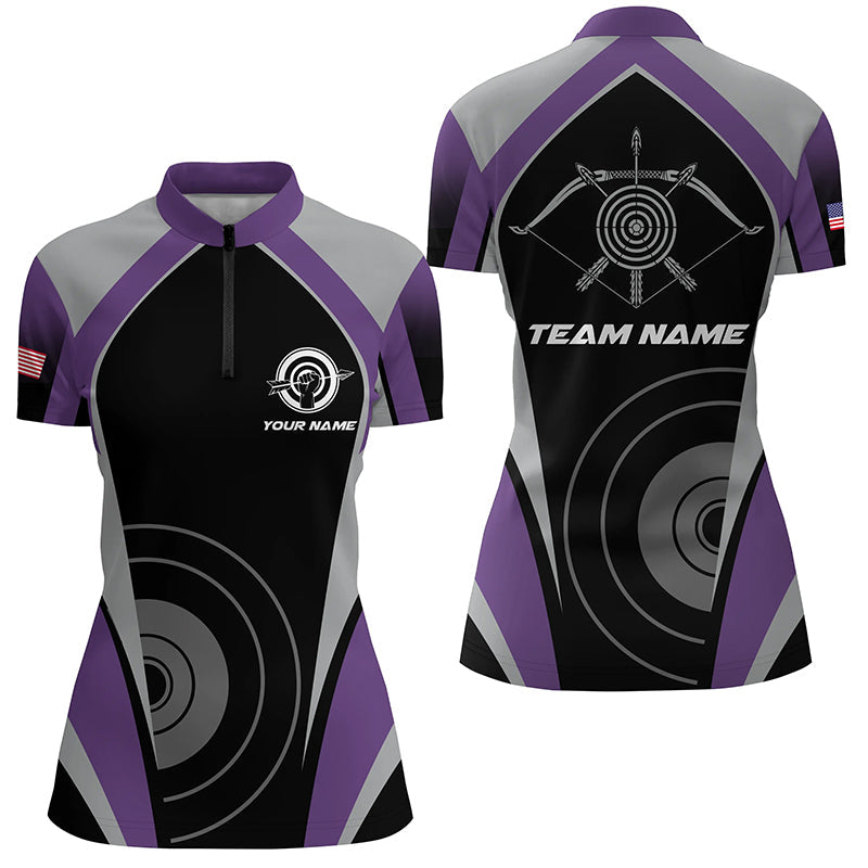Personalized Purple Archery Jerseys Quarter-Zip Shirts Custom Archery Uniform For Team