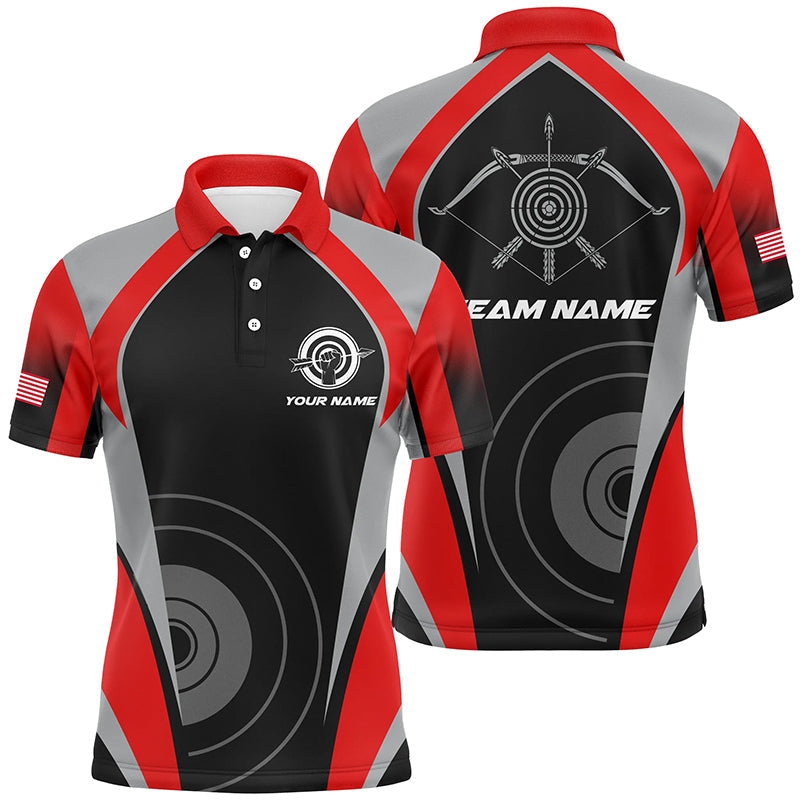 Personalized Red Archery Jerseys Polo Shirts Best Custom Archery Uniform For Team