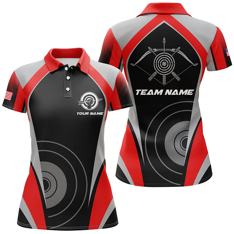 Personalized Red Archery Jerseys Polo Shirts Best Custom Archery Uniform For Team