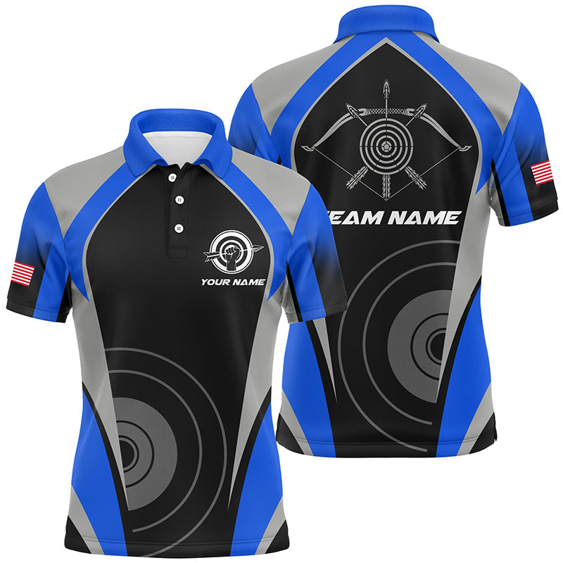 Personalized Blue Archery Jerseys Polo Shirts Best Custom Archery Uniform For Team
