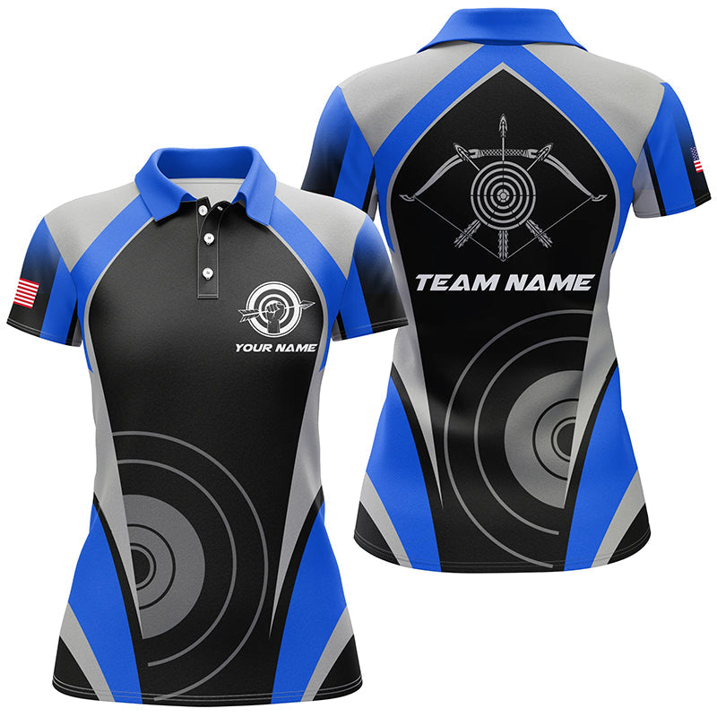 Personalized Blue Archery Jerseys Polo Shirts Best Custom Archery Uniform For Team