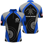 Personalized Blue Archery Jerseys Quarter-Zip Shirts Custom Archery Uniform For Team