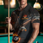 Personalized Fire 8 Ball Eagle Billiard Shirt Custom Pool Team Jersey Polo & 1/4 Zip