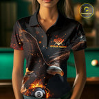 Personalized Fire 8 Ball Eagle Billiard Shirt Custom Pool Team Jersey Polo & 1/4 Zip