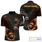 Personalized Fire 8 Ball Eagle Billiard Shirt Custom Pool Team Jersey Polo & 1/4 Zip