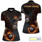 Personalized Fire 8 Ball Eagle Billiard Shirt Custom Pool Team Jersey Polo & 1/4 Zip
