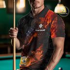 Flaming US Flag Eagle 9 Ball Billiard Shirt Custom Patriotic Pool Jersey Polo & 1/4 Zip
