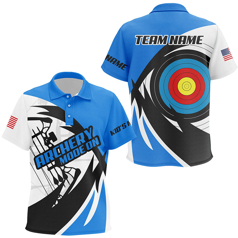 Personalized Blue Archery Jerseys Polo Shirts Custom Archery Bow Shirts
